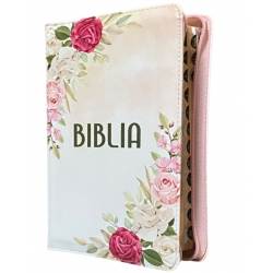 Biblie medie lux, Model floral alb